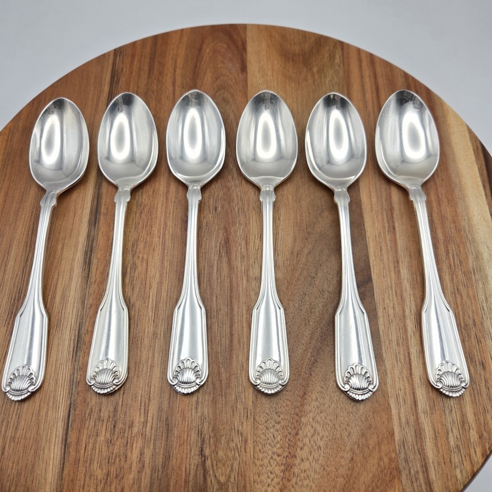 Set Of 6 Oneida Community Silverplate Silver Shell Teaspoons
